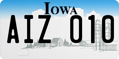 IA license plate AIZ010