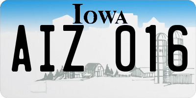 IA license plate AIZ016