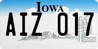 IA license plate AIZ017