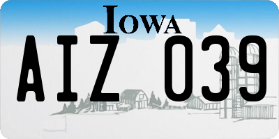 IA license plate AIZ039