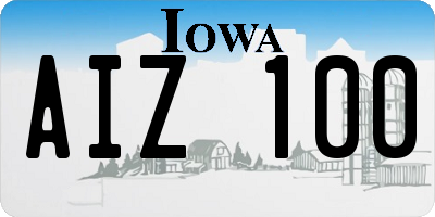 IA license plate AIZ100