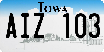 IA license plate AIZ103