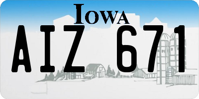 IA license plate AIZ671