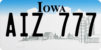IA license plate AIZ777