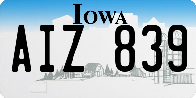 IA license plate AIZ839