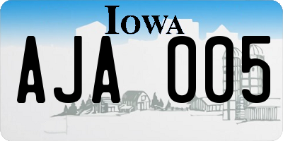 IA license plate AJA005