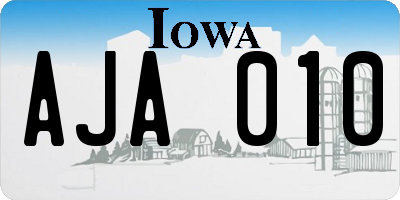 IA license plate AJA010