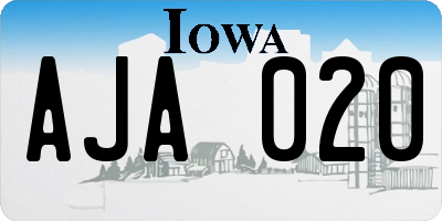 IA license plate AJA020
