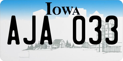 IA license plate AJA033