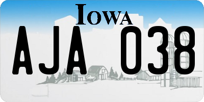 IA license plate AJA038