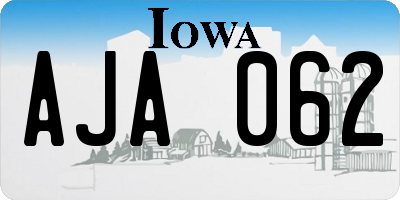 IA license plate AJA062