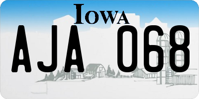 IA license plate AJA068