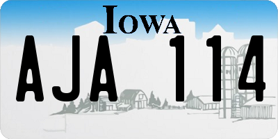 IA license plate AJA114