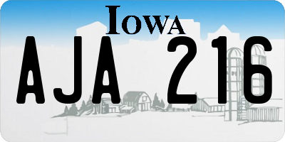 IA license plate AJA216