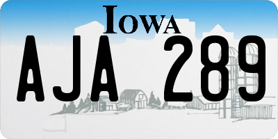 IA license plate AJA289