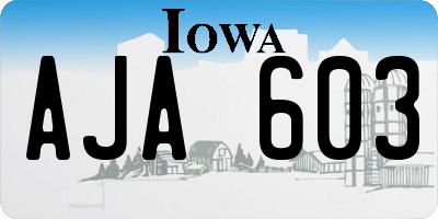 IA license plate AJA603