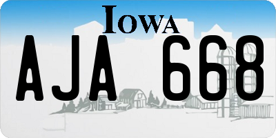 IA license plate AJA668