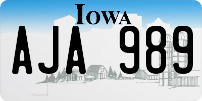 IA license plate AJA989