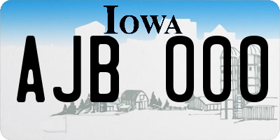 IA license plate AJB000