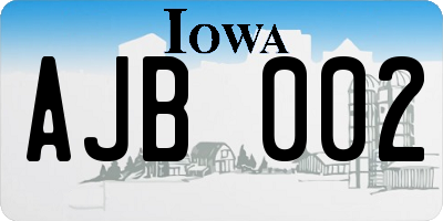 IA license plate AJB002
