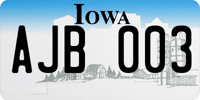 IA license plate AJB003