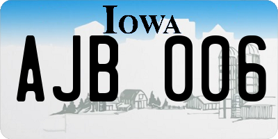 IA license plate AJB006