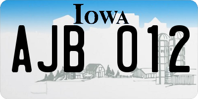 IA license plate AJB012