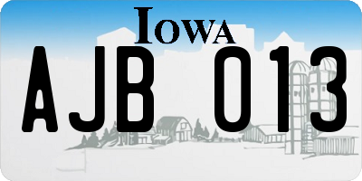 IA license plate AJB013