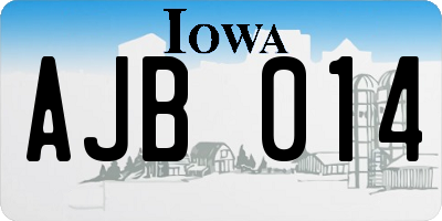 IA license plate AJB014