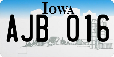 IA license plate AJB016
