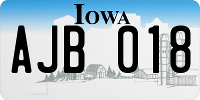 IA license plate AJB018
