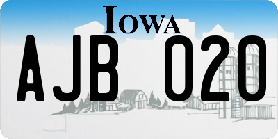 IA license plate AJB020