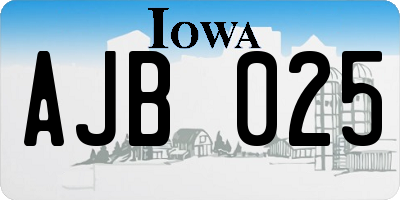 IA license plate AJB025
