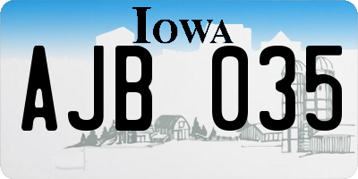 IA license plate AJB035
