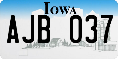 IA license plate AJB037