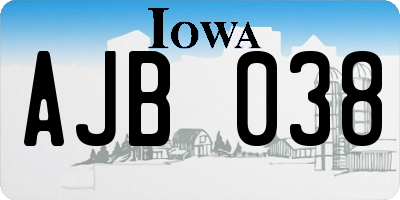 IA license plate AJB038