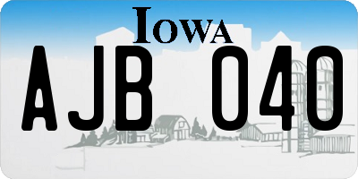 IA license plate AJB040