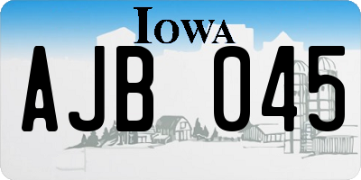 IA license plate AJB045