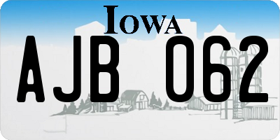 IA license plate AJB062