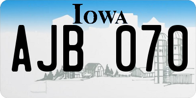 IA license plate AJB070