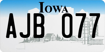 IA license plate AJB077