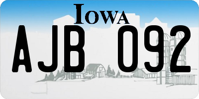 IA license plate AJB092