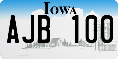 IA license plate AJB100