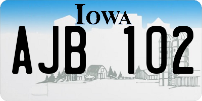 IA license plate AJB102