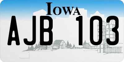 IA license plate AJB103