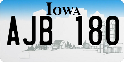 IA license plate AJB180