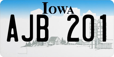 IA license plate AJB201