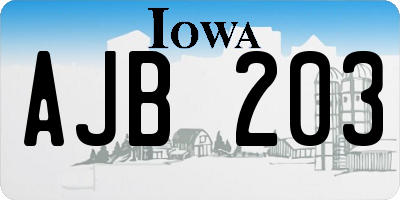 IA license plate AJB203