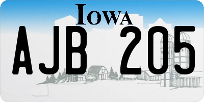 IA license plate AJB205