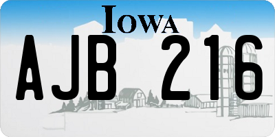 IA license plate AJB216